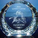 Swarovski_SCS_Paperweight_2004_Bull_clear_60mm_disc_694624 | The Crystal Lodge